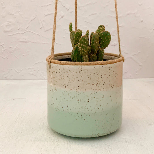 NEW - Seasonal Color - NEW SIZE - Brighter Days Hanging Stoneware Planter