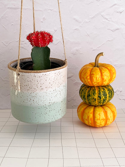 NEW - Seasonal Color - NEW SIZE - Brighter Days Hanging Stoneware Planter