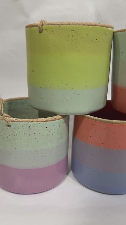 NEW SIZE - Brighter Days Hanging Stoneware Planter - Available in Assorted Colors